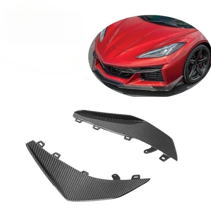 High Quality Fast Delivery Carbon Fiber Z06 Front Bumper Canards Winglets for Corvette C8 2023+